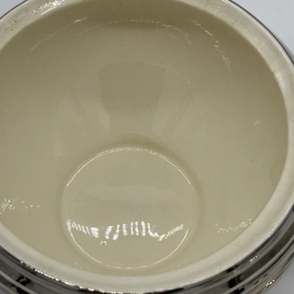 Vtg 1936‎ Taylor Smith Sugar Bowl USA 601 Ivory Silver Platinum Rings Lidded MCM